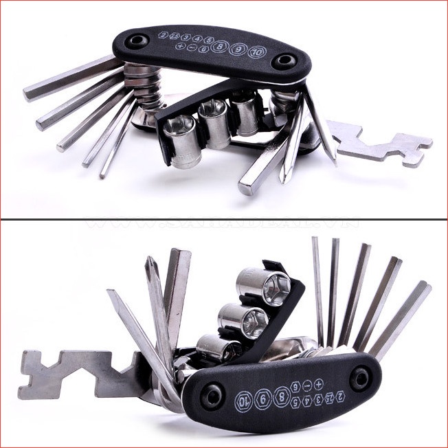 Bộ dụng cụ sửa chữa đa năng cầm tay 13 món xếp gọn tua vít lục giác cờ lê đầu vặn ốc bu lông sửa xe máy xe đạp gia đình