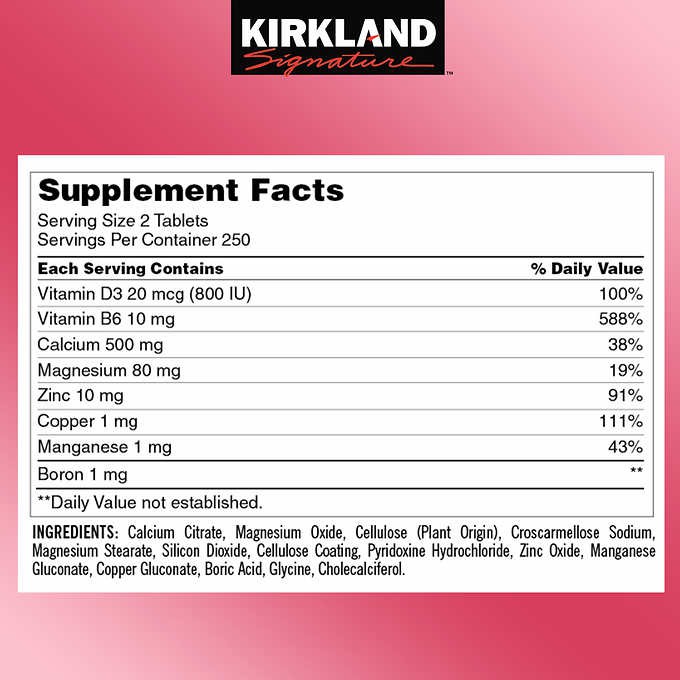 Viên chống loãng xương Kirkland Signature Calcium Citrate Magnesium and Zinc - Hộp 500 viên