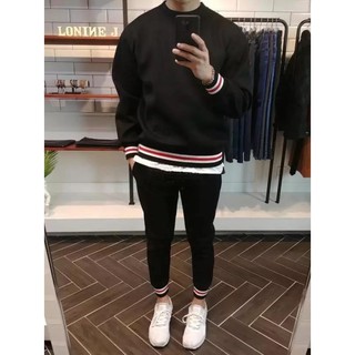 Set Zra phối sọc đỏ , set nỉ da cá nam nữ unisex , MSW Town