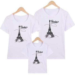 Áo thun cotton tháp Paris (trắng, size XS, 15-28kg)