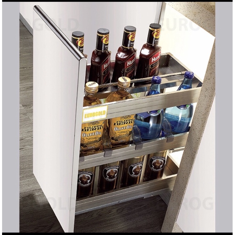 Giá gia vị đa năng gắn cánh tủ bếp dạng inox hộp Eurogold Eu1220/eu1225/eu1230/eu1235/eu1240