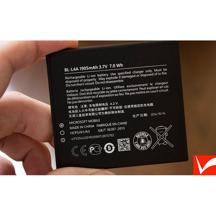 Pin xịn BL-L4A 1905 mAh cho Nokia Lumia 535/540/830 1905 - Hàng nhập khẩu