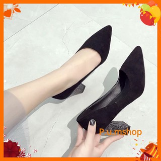 Sz 35 - 40 giày cao gót đế nhũ 7cm da lộn hot hit 2019