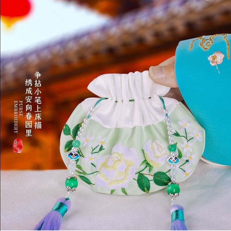 Set nguyên liệu thêu bùa hộ mệnh làm phụ kiện trang trí túi tùy chọn họa tiết