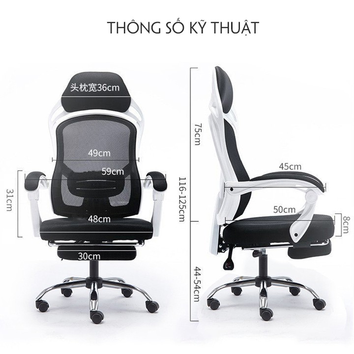 [HOT SALE] Ghế văn phòng lưng lưới cao cấp T418 có ngả lưng xoay 360