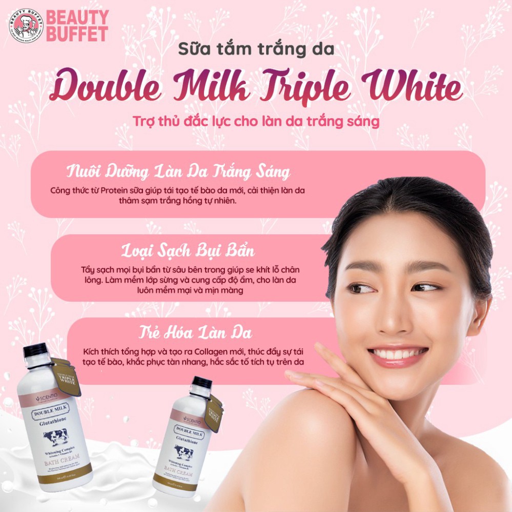 [Shower] Sữa tắm trắng da con bò Thái Lan Beauty Buffet Scentio Double Milk 350ml