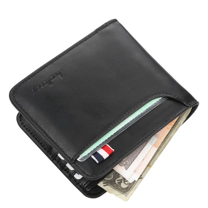 Baellerry D9152 High Quality Men's Short Bifold Leather Wallet Slim Cash Purse Hand Bag Credit Card Holder