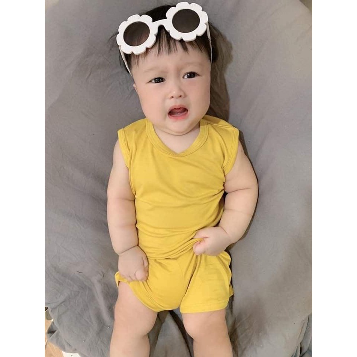 Bộ cộc tay ba lỗ MINKY MOM CHÍNH HÃNG trơn cho bé trai bé gái size từ 8 - 28 kg (SP33)