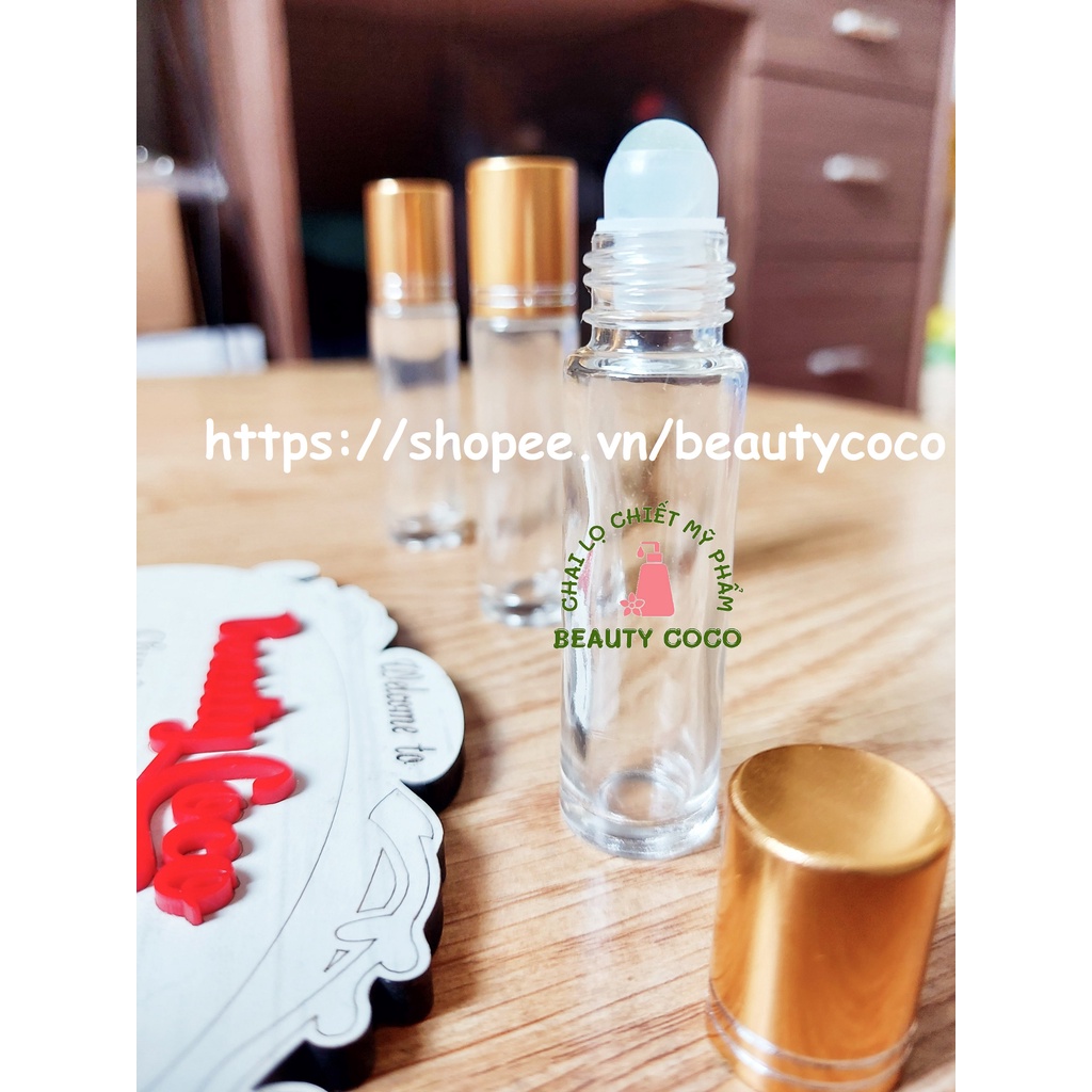 Chai bi lăn trong 10ml nắp vàng lọ thủy tinh chiết nước hoa đựng dầu dừa