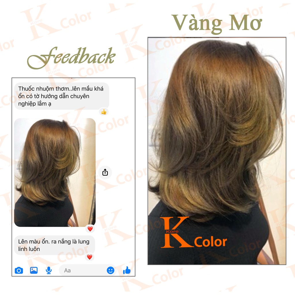 Thuốc nhuộm tóc màu VÀNG MƠ ÁNH KHÓI sử dụng tại nhà nhiều thảo dược giá rẻ kcolor