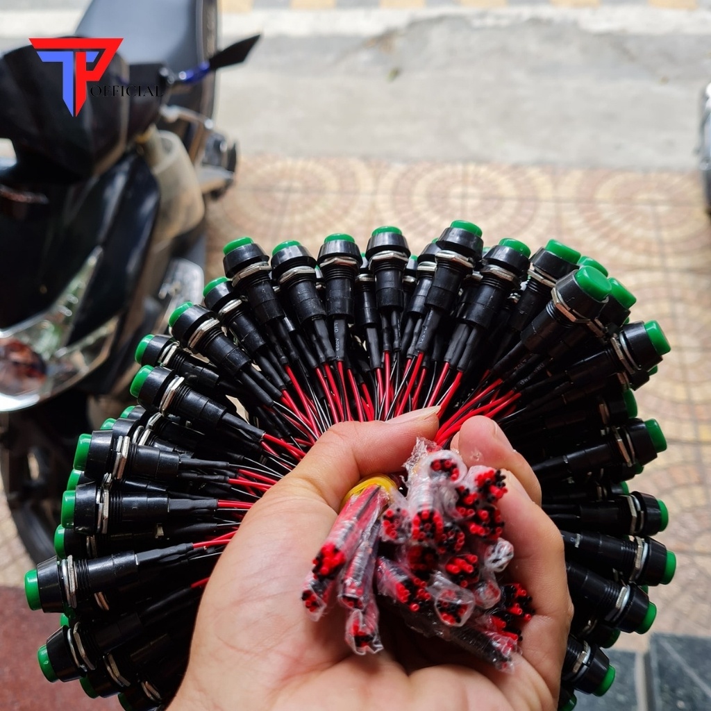 Công tắc on off chống nước mini tròn nhấn nhả 2 chân kèm dây-TPMotorBike