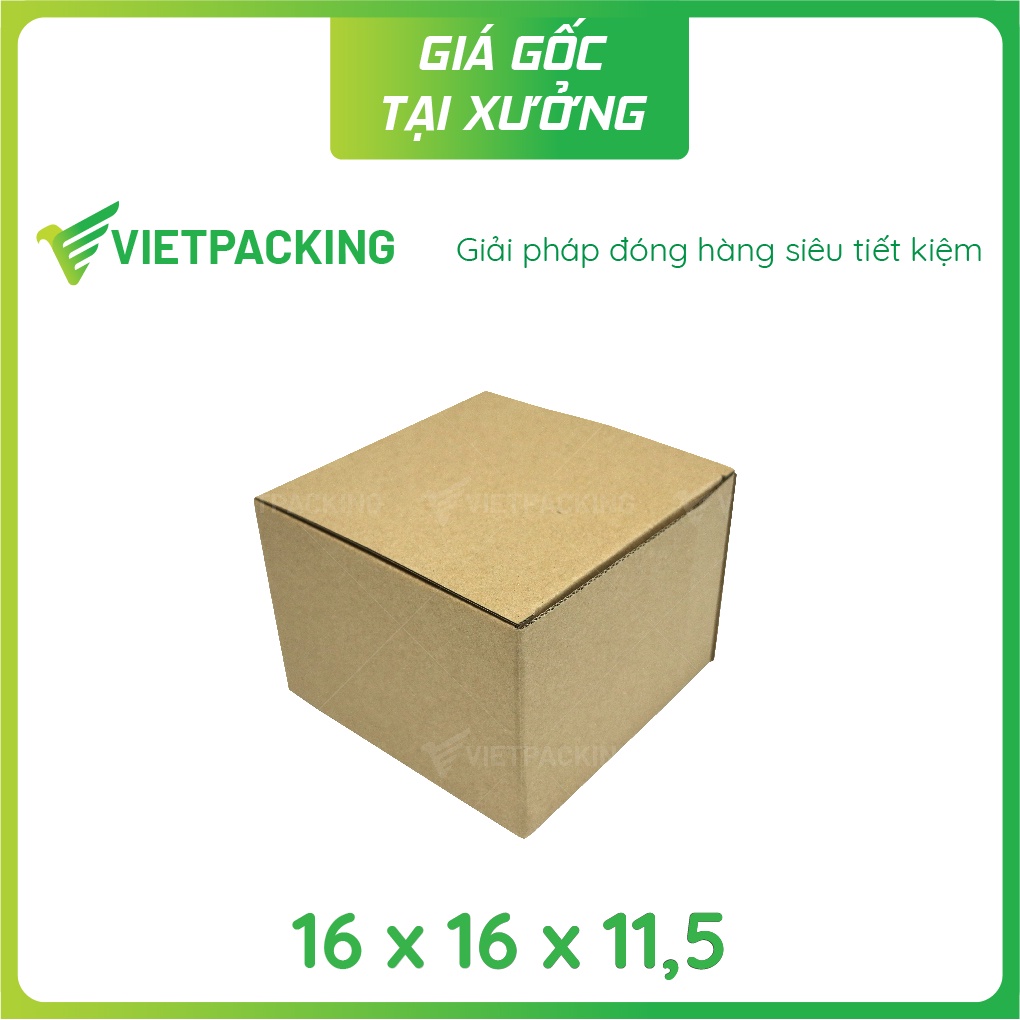 16x16x11 - 25 hộp carton nắp gài 1 đầu vuông vức, mẫu đẹp V248