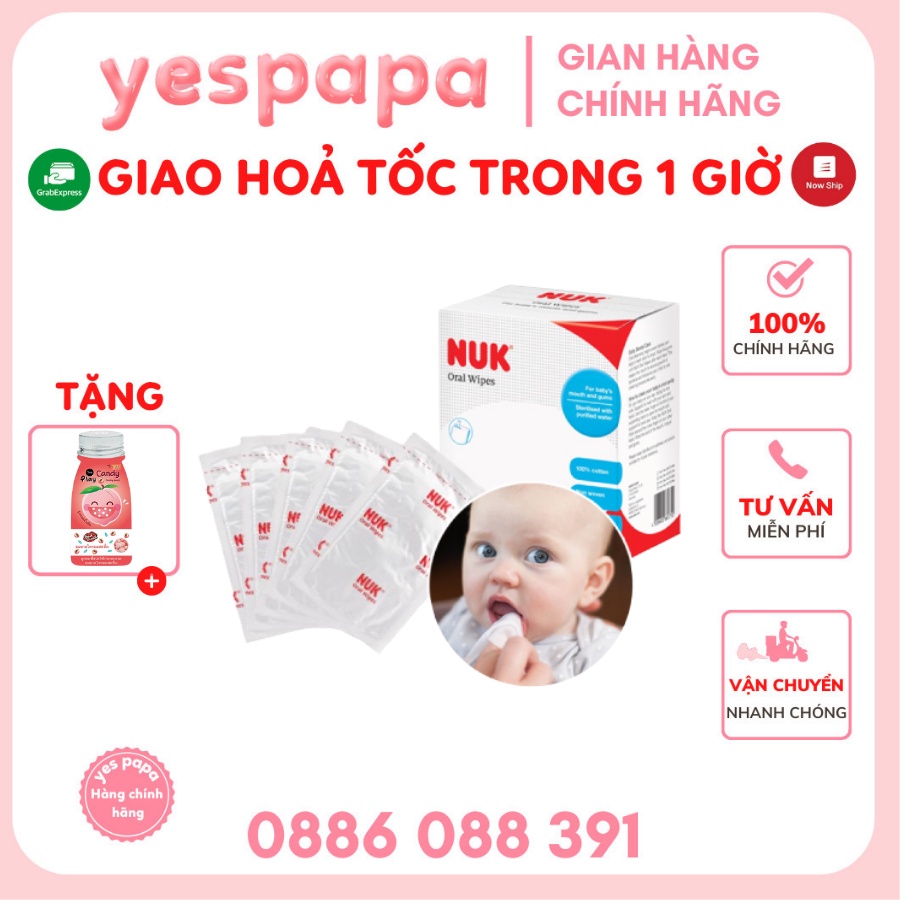 Hộp 25 Khăn vệ sinh miệng NUK Đức chính hãng