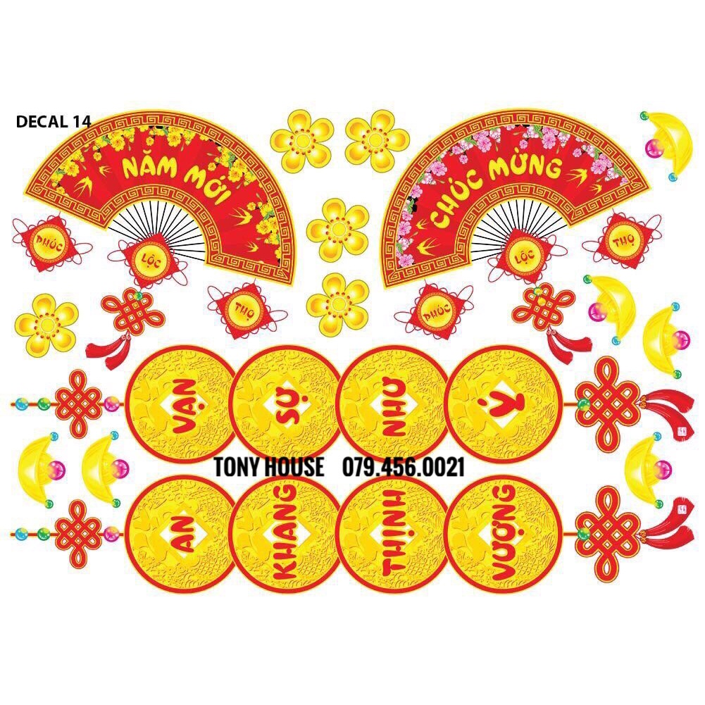 [TẾT] - DECAL trang trí tết chúc mừng năm mới thích hợp trang trí của kính- HÀNG ĐẸP