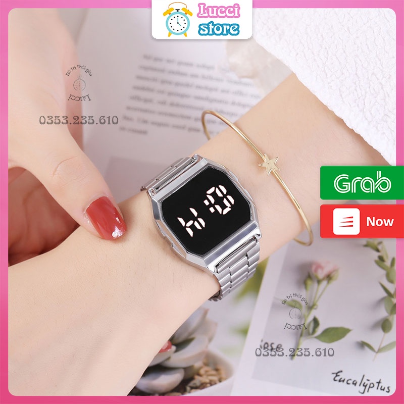 Đồng hồ nam nữ chính hãng, đồng hồ điện tử cảm ứng LED tráng gương dây thép không gỉ | BigBuy360 - bigbuy360.vn
