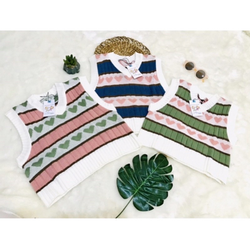 Áo Vest Dệt Kim Cao Cấp Trái Tim Adeeva Cho Bé Gái 3-6 Tuổi
