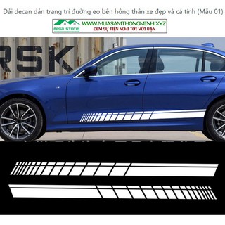 Bộ tem trang trí xe hơi, tem kẻ sọc dán 2 bên thân xe ô tô đẹp và cá tính