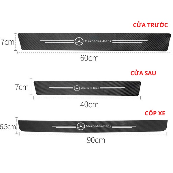 Nẹp Dán Vân Carbon Chống Trầy Xước Bảo Vệ Bậc Cửa Xe Hơi/ Bảo Vệ Cốp Sau Xe Hơi Cho Nhiều Hãng Xe