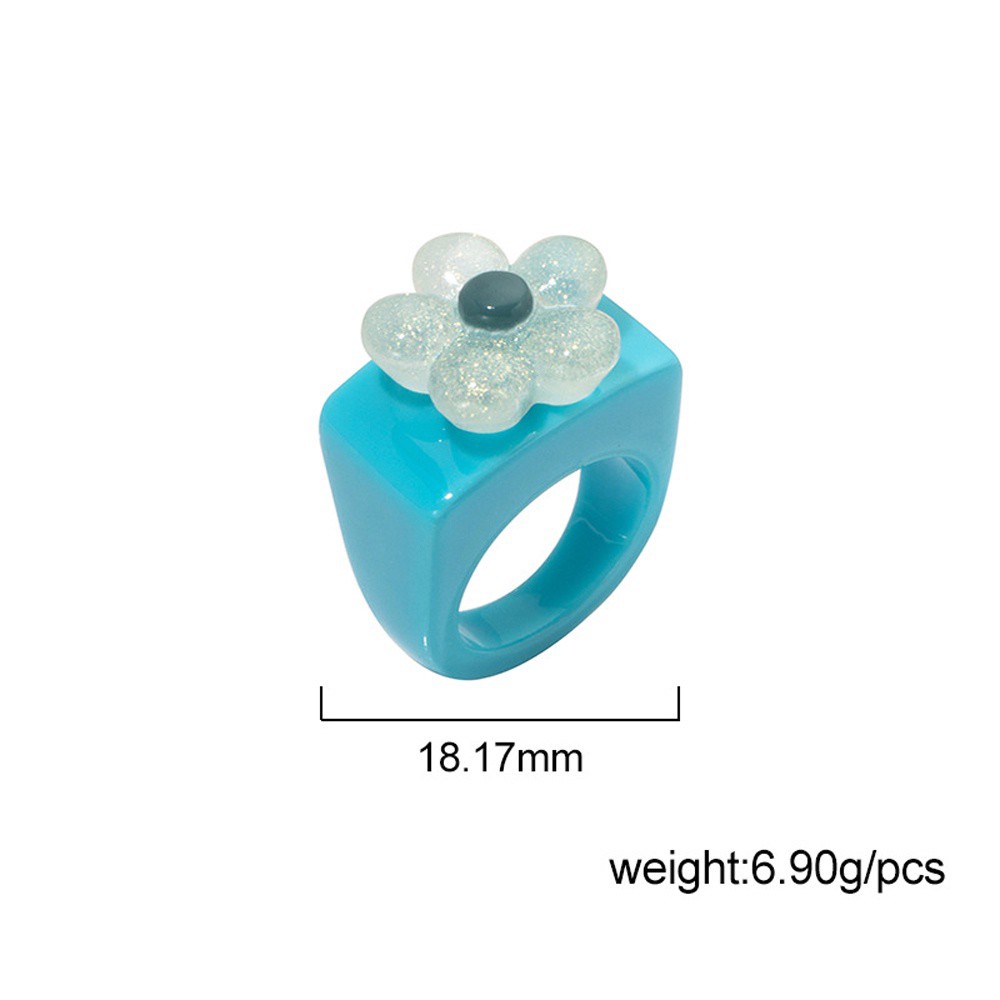 Nhẫn Nhựa Acrylic Hình Vuông / Hoa Nhiều Màu Sắc Phong Cách Hàn Quốc Cổ Điển Thời Trang Cho Nữ