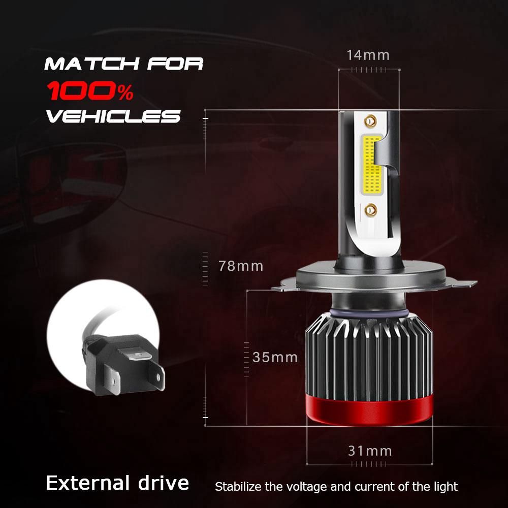 ♞【G2】2 đèn pha xe hơi H4 mini bóng LED siêu sáng