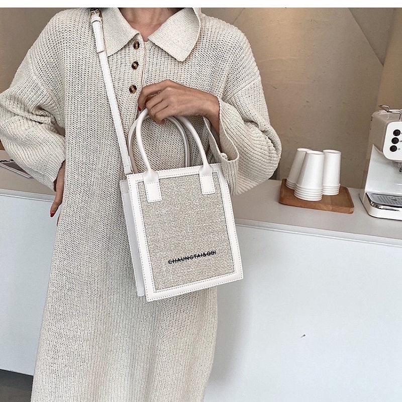 Túi Xách Nữ Đan 2 Quai Classic Kèm Dây Da Đeo Chéo Phong Cách Hàn - NAMII CLOSET