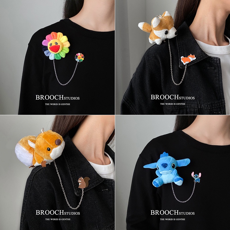 Sy2 Ghim Cài Túi Xách Hình Thú Nhồi Bông Hoạt Hình Pikachu Patrick Khủng Long