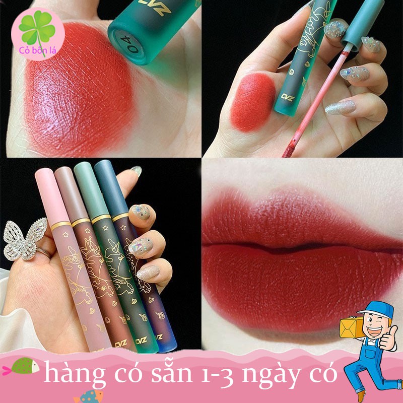 Son kem lì lâu trôi không khô môi mềm mượt Son trang điểm kỳ lân dưỡng môi không dính cốc