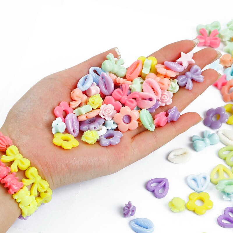 Hạt nhựa acrylic nhiều hình dạng khác nhau nhiều màu sắc cho trẻ làm đồ thủ công DIY