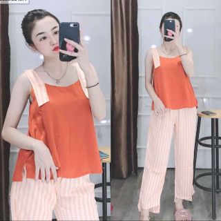 BỘ LỤA 2 DÂY QUẦN DÀI KẺ SỌC