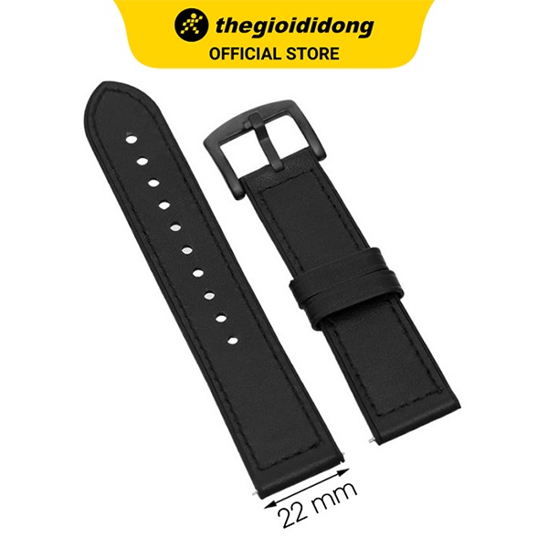 Dây da đồng hồ Samsung/Huawei/khác 22 mm đen M06-01-22