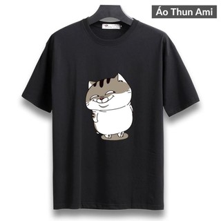 ⚡️freeship⚡️áo thun in hình mèo ami bụng bự 2 mẫu trắng đen cực cute