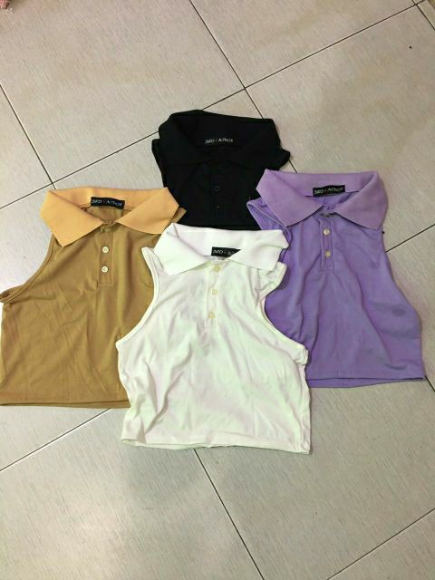 Áo croptop ba lỗ cổ bẻ Siêu đẹp 🤩 | BigBuy360 - bigbuy360.vn