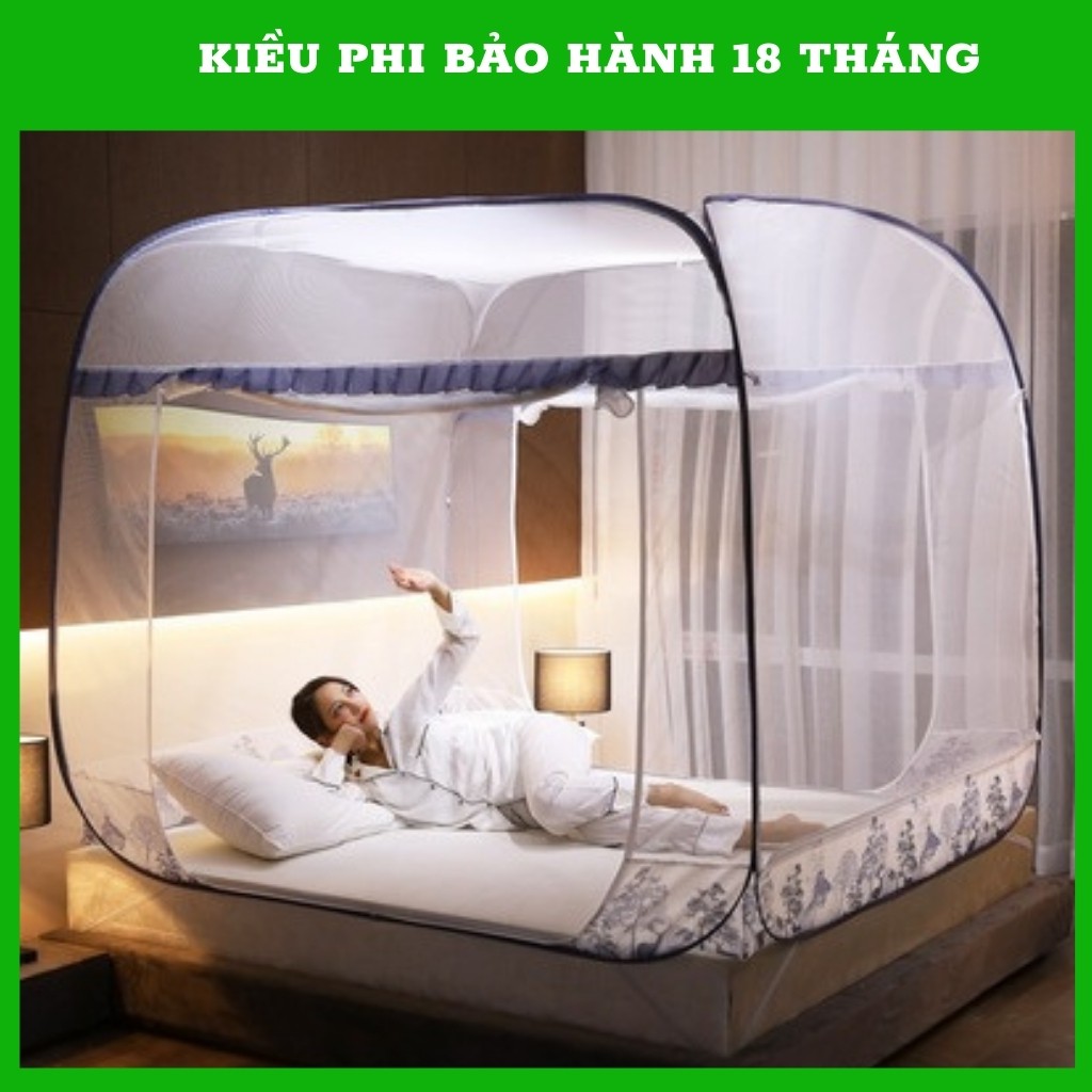 Màn tự bung đỉnh vuông Kiều Phi - Mùng chụp tự bung 1m2 1m6 1m8 2m2 chống muỗi tuyệt đối mới nhất