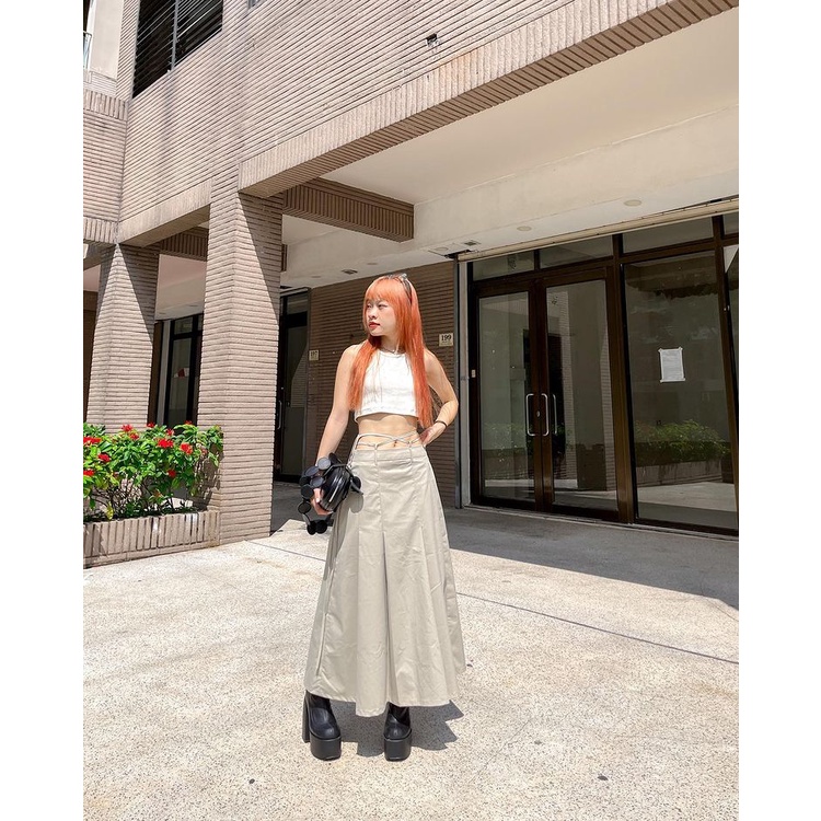 Olga Skirt - Chân váy dài có dây buộc eo Hàn - Remmus.vn