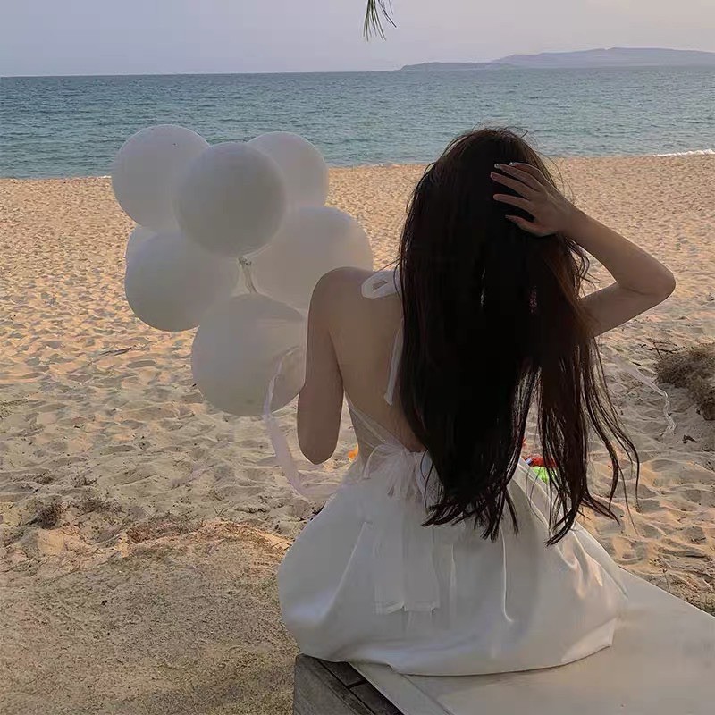 Đầm Xoè Tiểu Thư Cột Nơ Hở Lưng Chất Lụa Ánh Cao Cấp