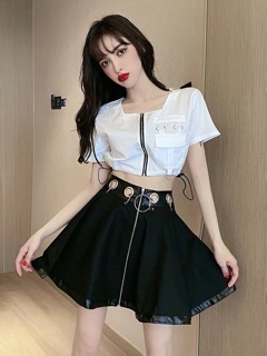 Set Áo Croptop Váy Ulzzang Cá Tính