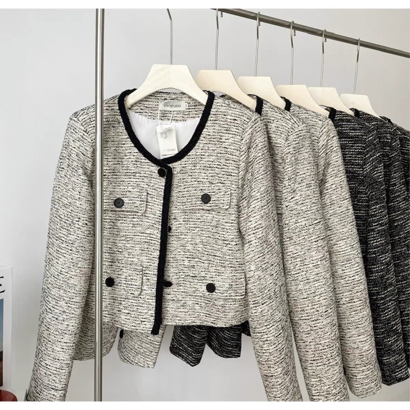 Áo dạ tweed dáng ngắn sang chảnh 2 sz ML ( hàng có sẵn )