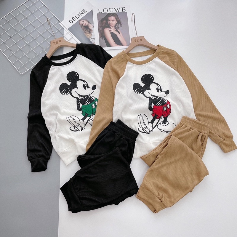 Bộ mặc nhà thu đông hình mickey đáng yêu