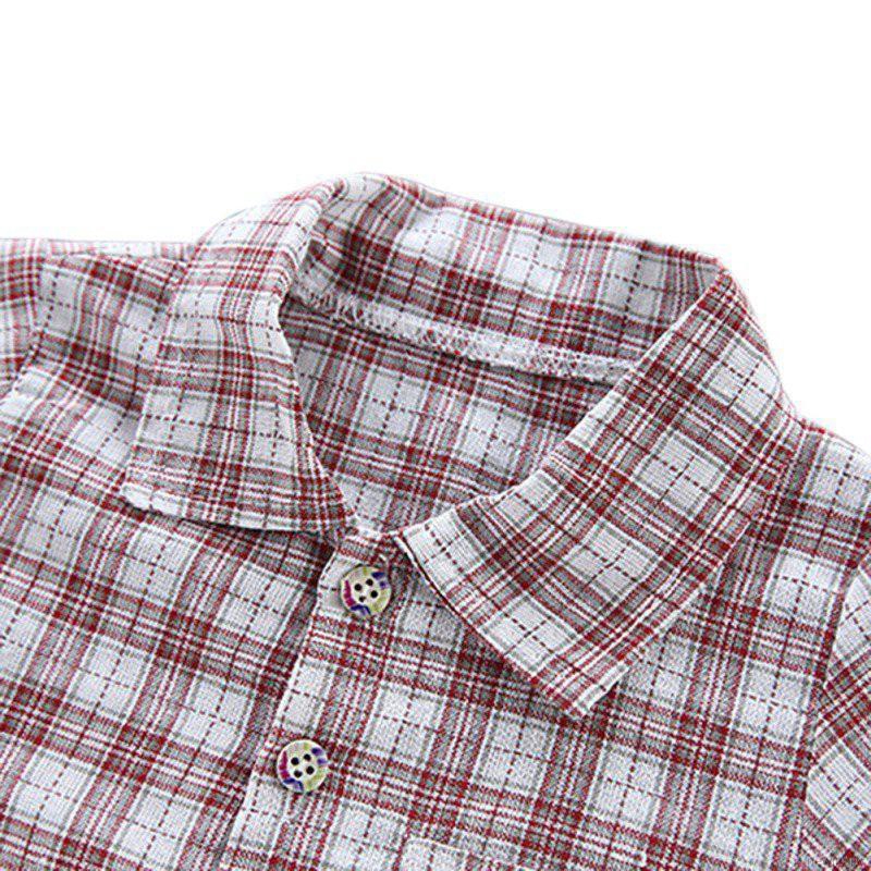 Bộ áo sơ mi tay ngắn + quần short denim phong cách Hàn Quốc cá tính cho bé trai