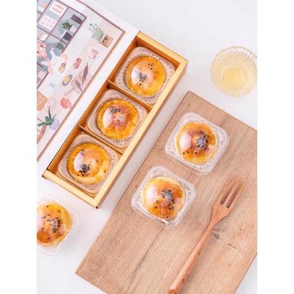 Set 50 Hộp pet nhựa nắp vuông đựng bánh 50-80gr