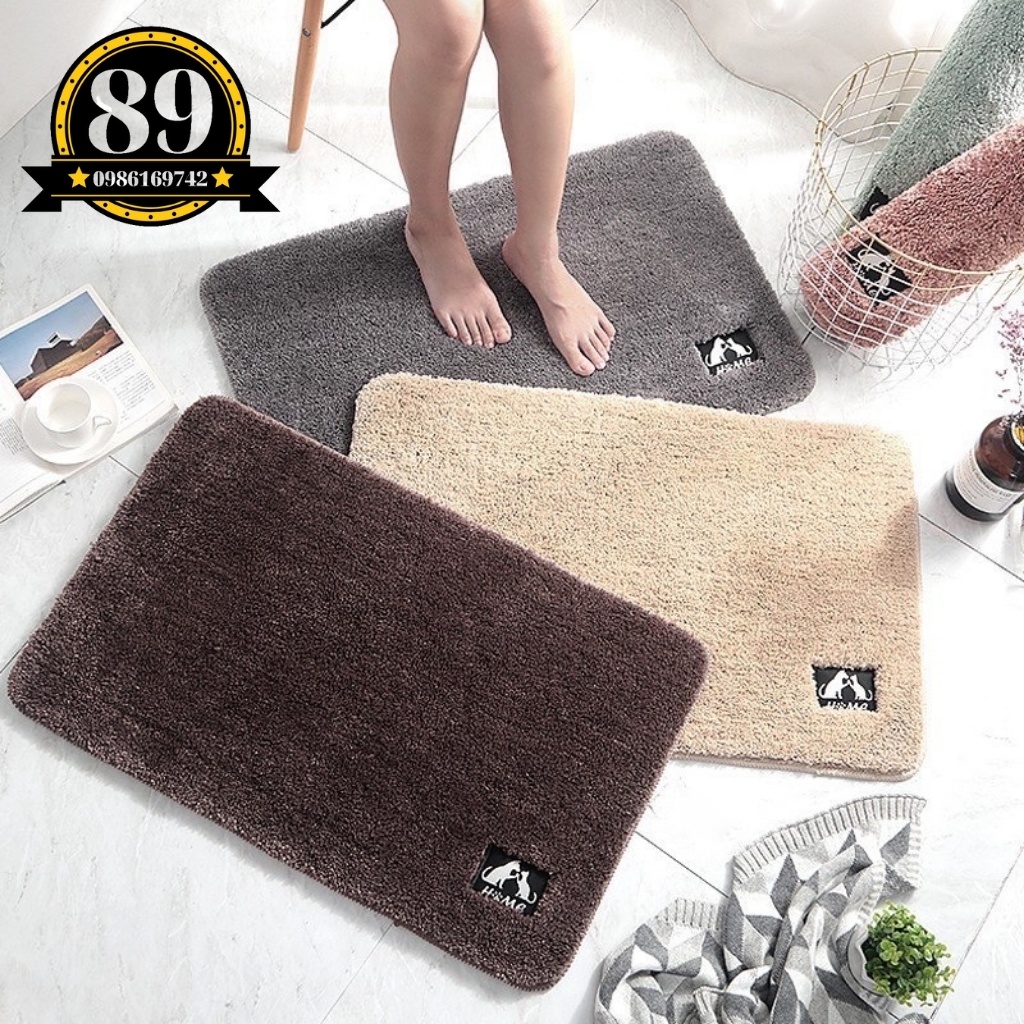Thảm lau chân cao cấp siêu thấm, thảm lau chân mềm mịn, chống trơn trượt, LOGO bàn chân Size To 40cm x 60cm mẫu mới 2022