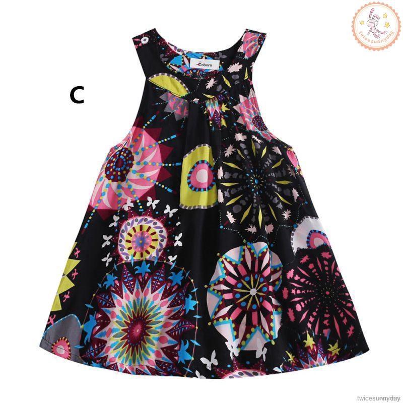 Đầm sát nách hoạ tiết hoa cho bé gái ( 1-6 tuổi )