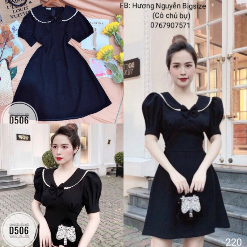 Bigsize Đầm cổ viền nơ D506