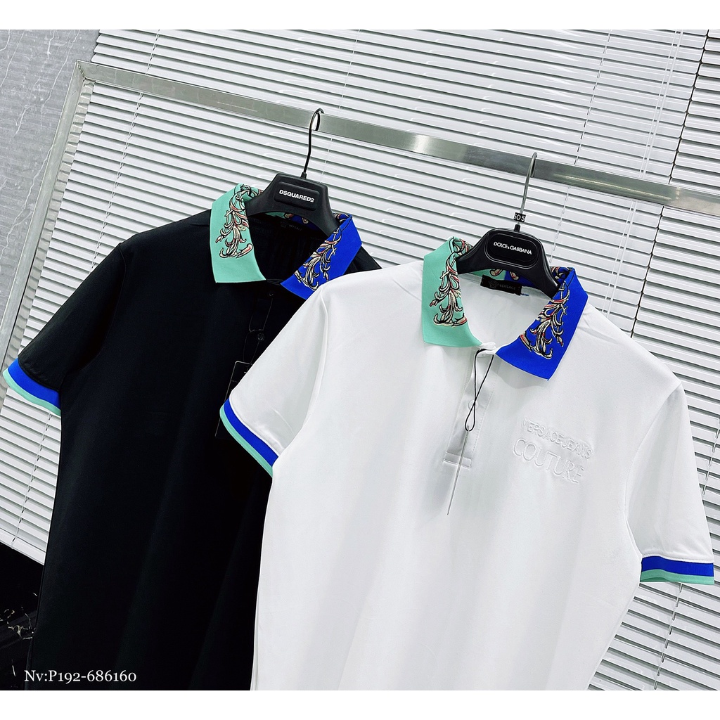 Áo Polo Nam Ver.sace Họa Tiết Ở Cổ Sang Trọng . Áo Phông Cổ Bẻ Nam Ver.sace Chất Vải Gai Mát Mịn - MINH TÂY STORE