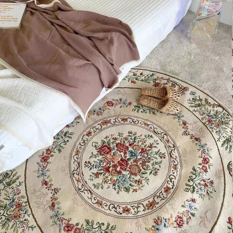 Thảm trải sàn hoa văn Âu cổ, thảm tròn lót bàn ghế - Décor nhà Sò