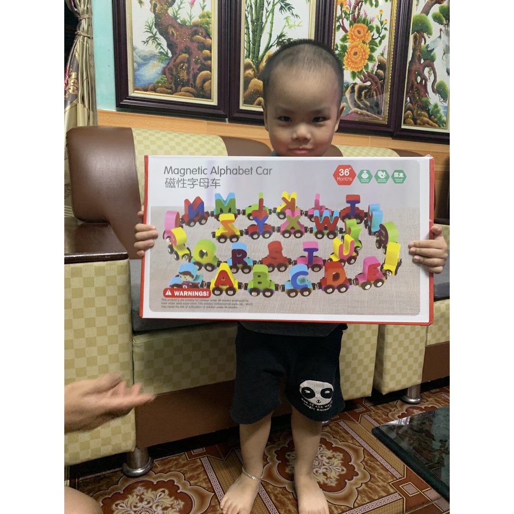 Đồ Chơi Gỗ Đoàn Tàu Nam Châm Đoàn Tàu Chữ Cái Tiếng Anh Đoàn Tàu và Số Đếm