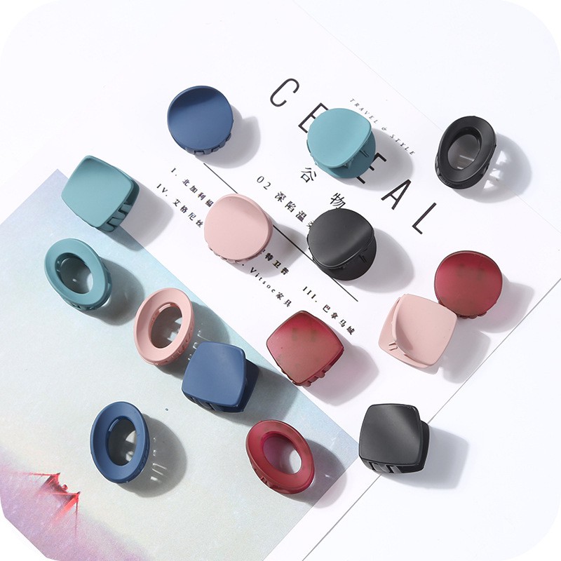Kẹp Tóc Càng Cua Màu Pastel Nhỏ Gọn Hình Vuông, Tròn