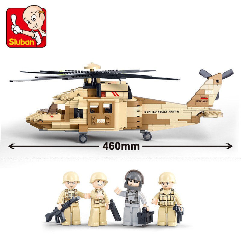 Đồ chơi lắp ráp Sluban mô hình máy bay trực thăng 439 mảnh ghép cho bé