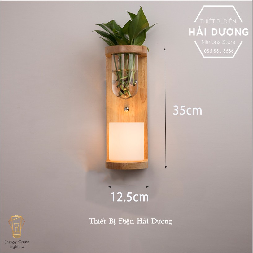 Đèn Tường Kệ Gỗ Chao Thủy Tinh Hiện Đại DT-35125 - Trang Trí Căn Phòng - Energy Green Lighting - Đã Bao Gồm Bóng LED 3W