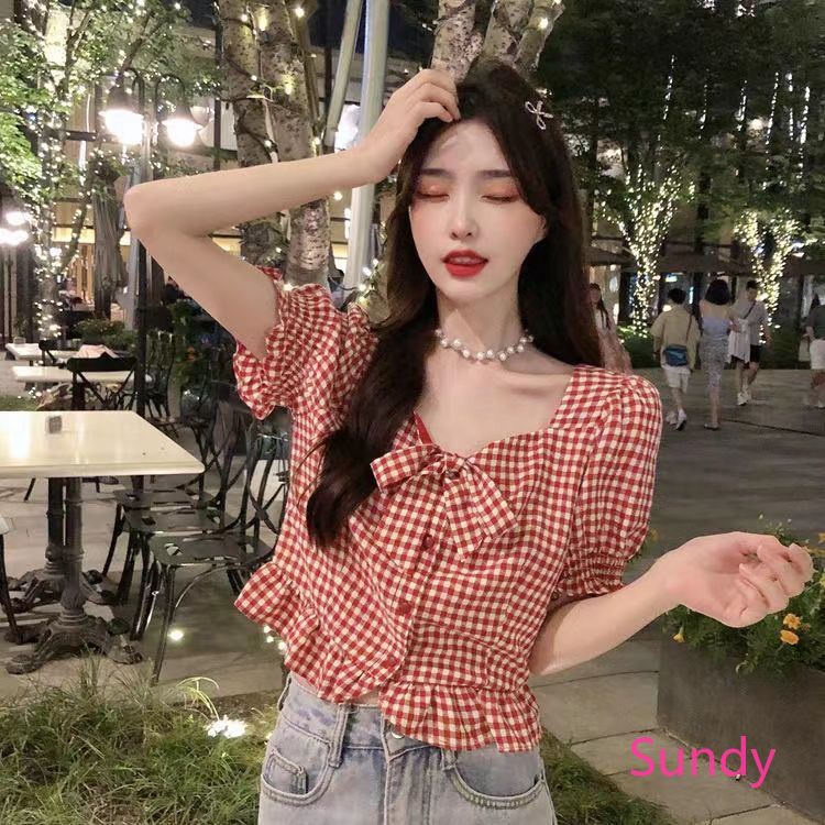 Áo Sơ Mi Tay Ngắn Kẻ Sọc Phối Nơ Thời Trang Mùa Hè Cho Bé Gái